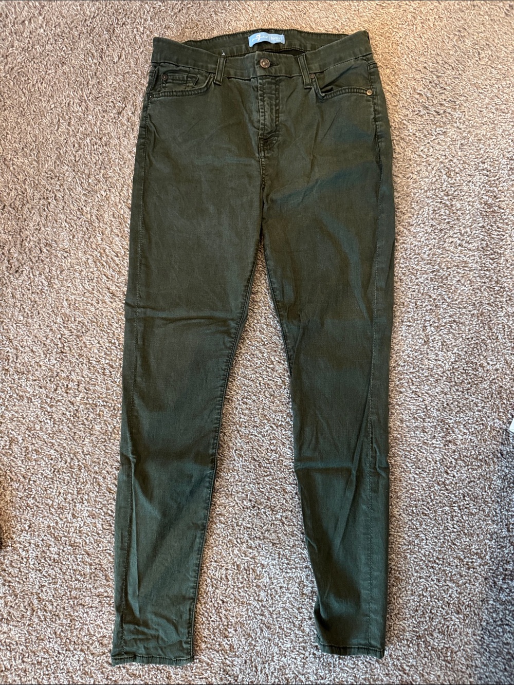 7 For All Mankind Olive Skinny Jeans